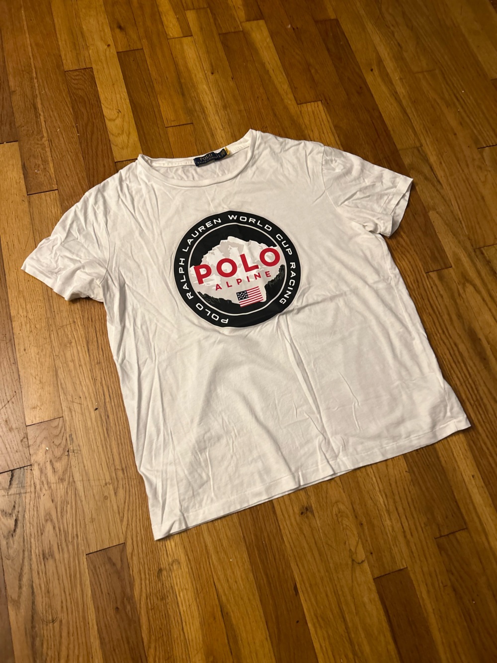 Ralph Lauren White Short Sleeve Polo Alpine Graphic Tee